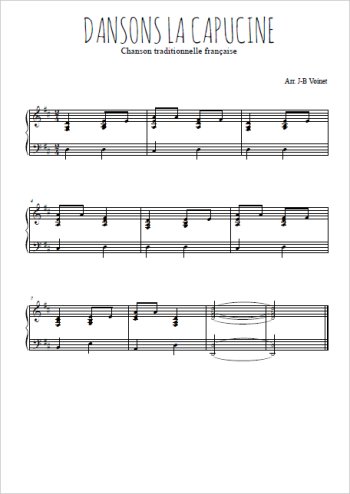 Téléchargez l'arrangement pour piano de la partition de Dansons la Capucine en PDF